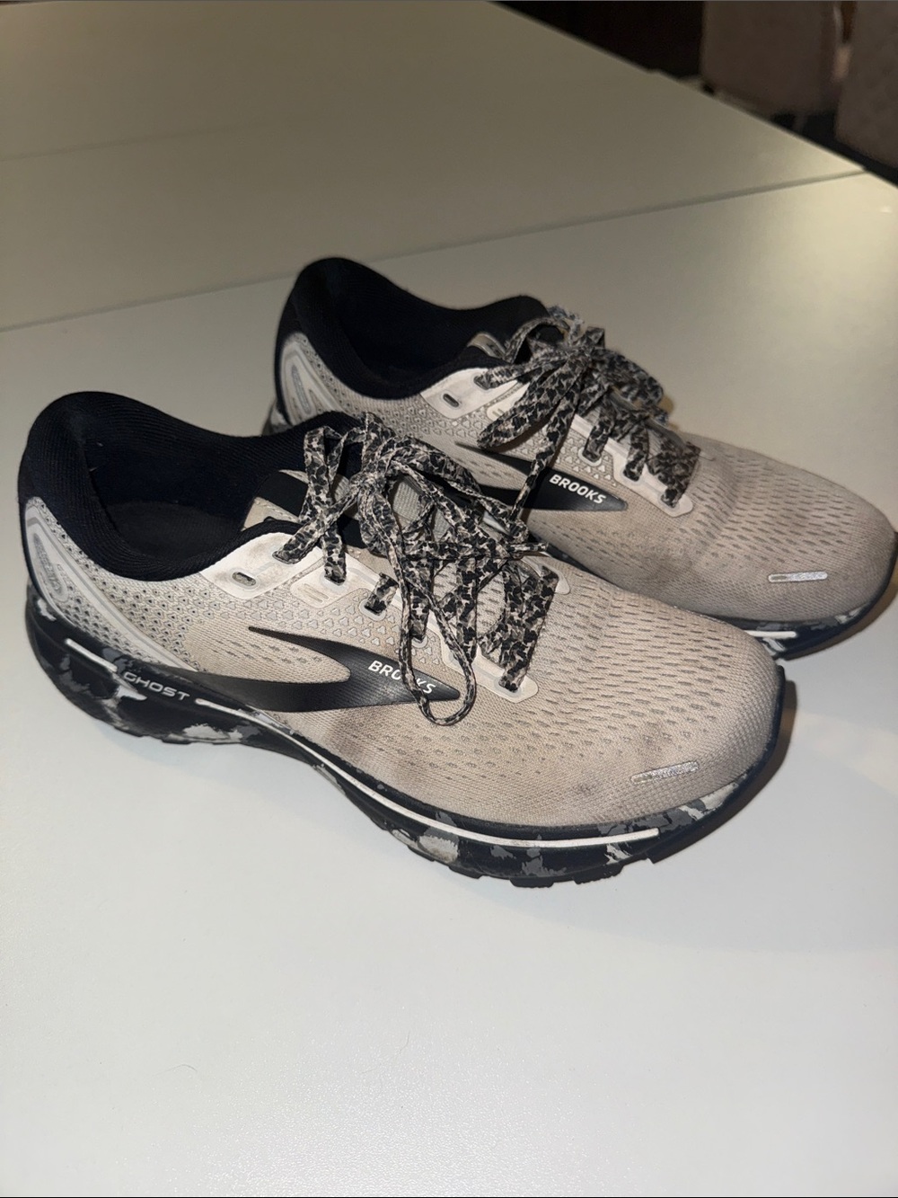 Brooks Men's Ghost Running Shoes - Beige and Black